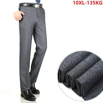 

High Quality Formal Office Pants Cotton Plus Size 8XL 9XL 10XL Spring Winter Business Straight Trousers 56 Men Thick Suit Pants