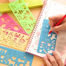 Règle de modèle de peinture pour enfants, règle de style, multi fonction, motifs de dessins animés, animaux variés 