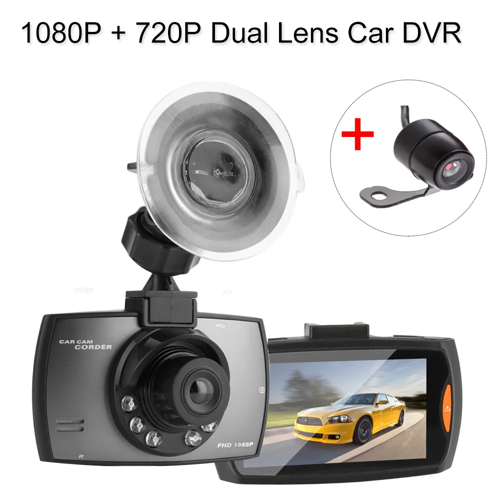 Двойной объектив рекордер HD Автомобильная камера HDMI/AV Мини DVR Dashcam с ночным видением Автомобильный видеорегистратор видео рекордер s