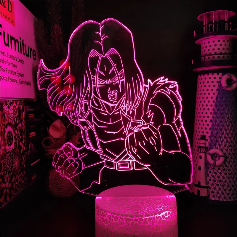 Dragon Ball Z Night Light 3D Lamp Android 17 Anime Figure LED Lamp Manga Decoration Lampara DBZ Super Goku Lights Sunset Lampe