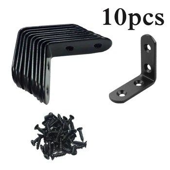 

10Pcs Right Angle Bracket Corner Brace Iron L Shape Furniture Joint Quality for Wardrobes Cabinets Chairs Windows Brackets