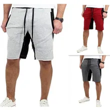 Новинка, модные летние повседневные мужские высотой до колена, Цветные Лоскутные шорты для бега, мужские хлопковые короткие спортивные штаны, мужские шорты-бермуды
