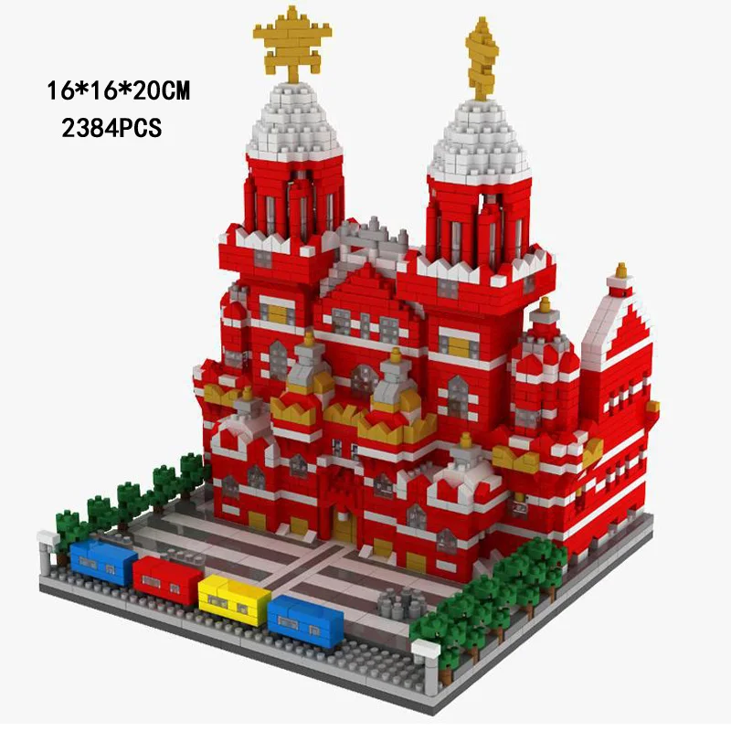 Всемирно известная архитектура пейзажи микро алмаз строительный блок Красная площадь Москву Россия собрать нанокирпичи коллекция игрушек
