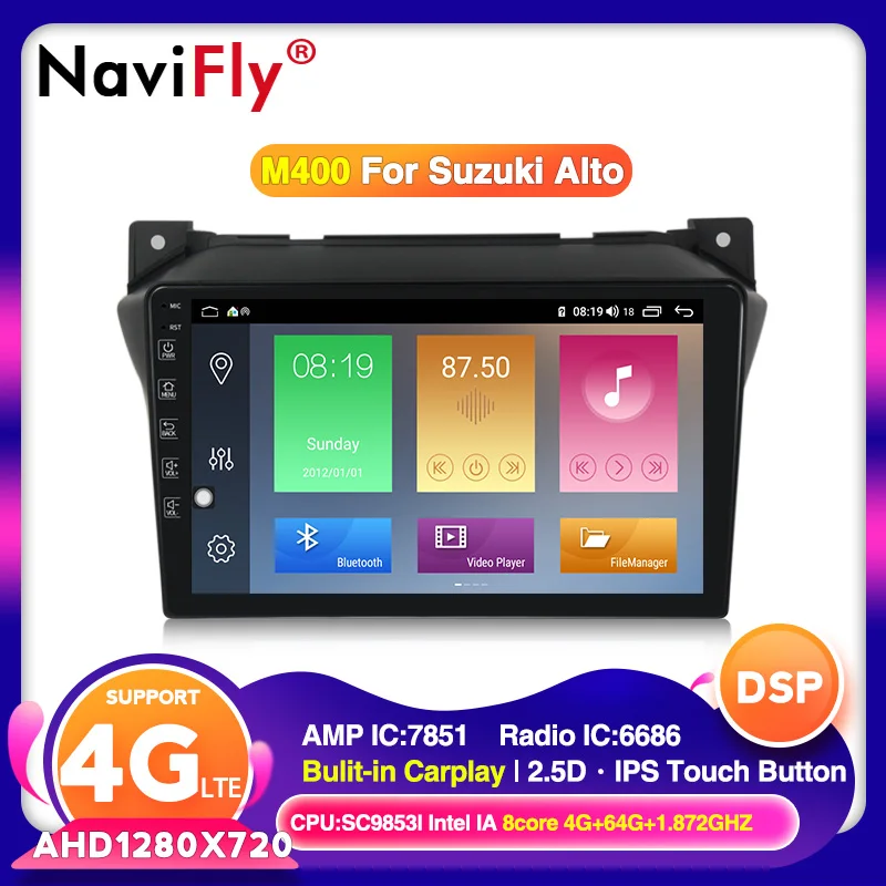 Мультимедийный проигрыватель для Suzuki alto 4G LTE Android 10 2009 2010 2011 2012 2013 2014 2015 GPS радио Wi-Fi