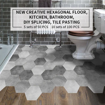 

Waterproof Bathroom Floor Stickers,Peel Stick Self Adhesive Floor Tiles,Kitchen Living Room Decor Non Slip Floor Decal
