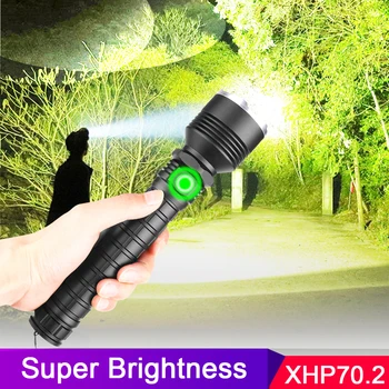 

8000LM Brightest LED Flashlight XHP70.2 Xlamp Hunting XHP50 Waterproof Torch Light Powerful Lanterna Use 18650 26650 Battery