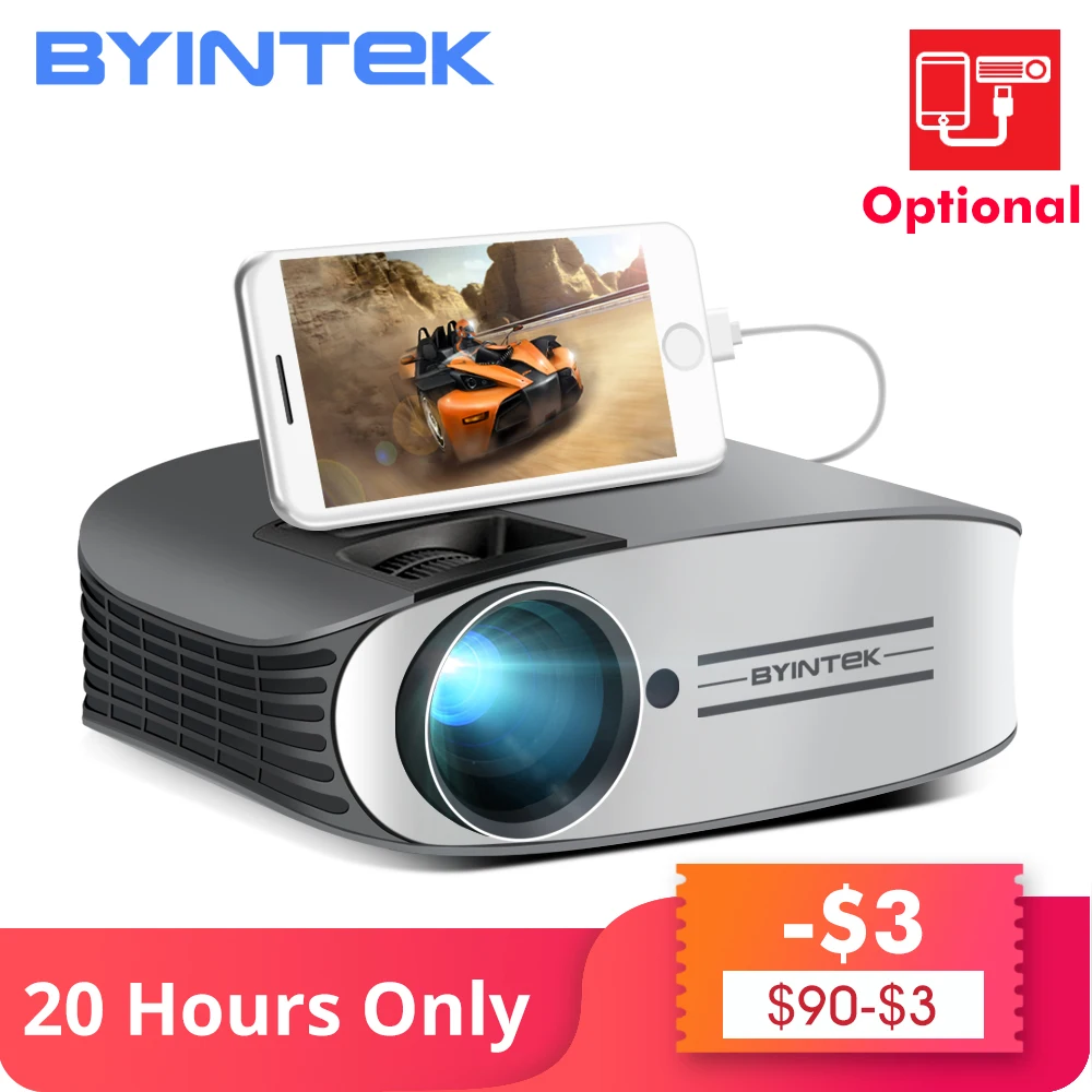 149 $ распродажа BYINTEK бренд MOON M7 обновленная версия 200 дюймов домашний кинотеатр HD