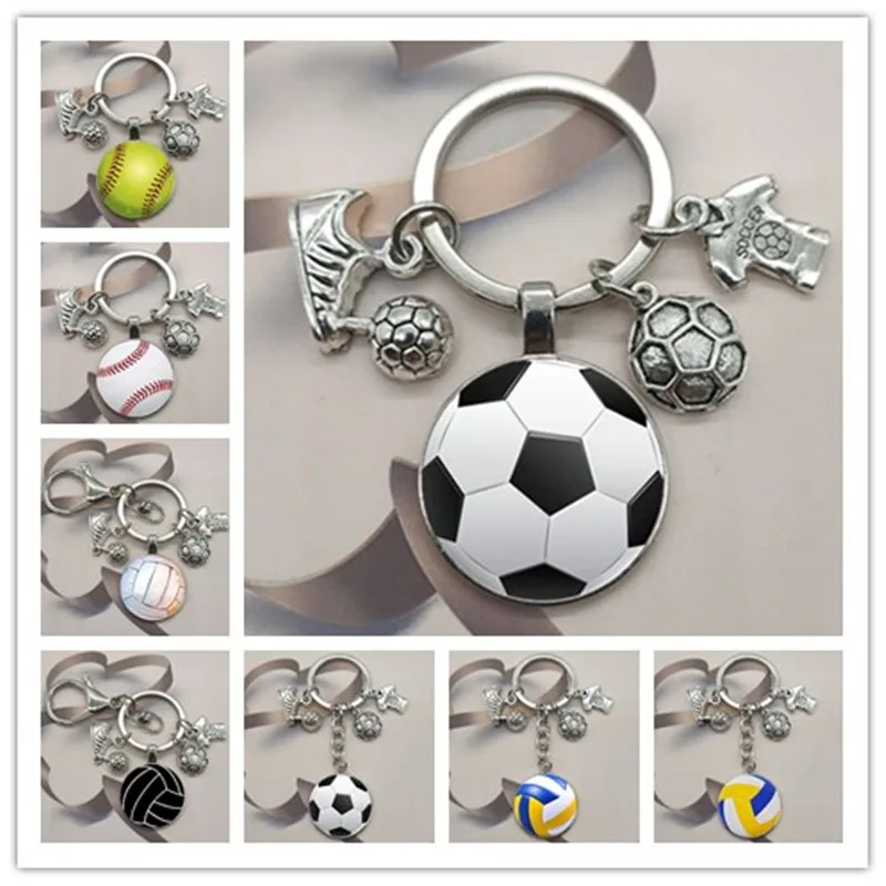 Горячая Распродажа модных круглых подвесок для ключей с надписью I love football shoes |