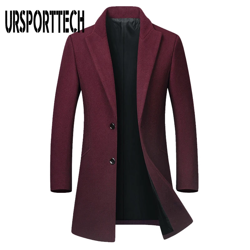 

High Quality Mens Wool Blend Coat Autumn Winter New Solid Color Warm Men's Wool Jacket Luxurious Brand Clothing Long Trench Coat