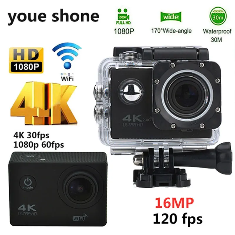

Clearance Portable Action Camera Sport Camera 4K Full HD Waterproof 2 Inch LTPS Screen 1080P DV Camcorder With WIFI Accessories