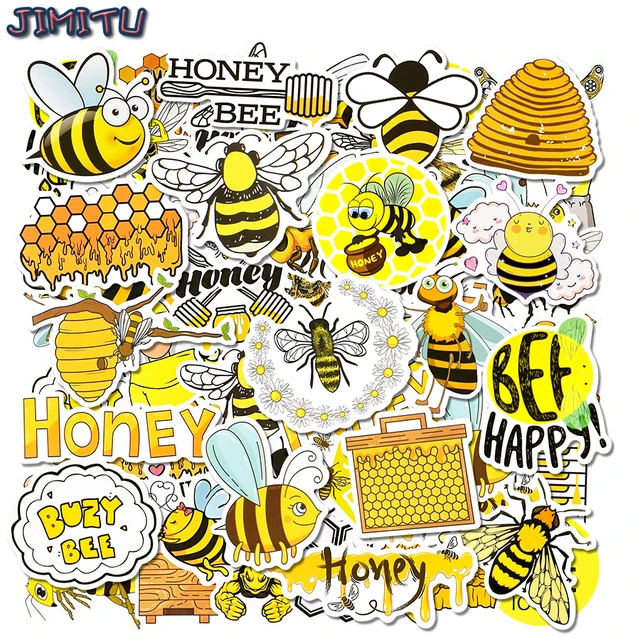 Bee Stickers Laptop, Stickers Cartoon Bees, Cartoon Sticker Honey