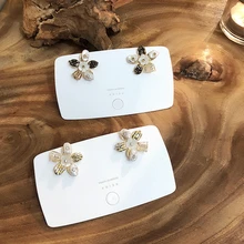 Корейские ювелирные изделия циркониевые кристаллы цветок серьги гвоздики пресноводный жемчуг ухо аксессуары для женщин партии изысканный высокое качество
