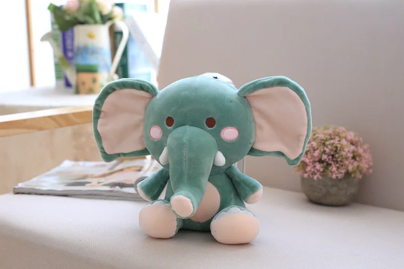 Утешительное Plushie Животные игрушка голубого/розового/зеленого/слон Детская моющейся животных кукла мягкая игрушка 22/30 см - Цвет: Черный