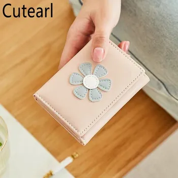

New fashion simple female short wallet Female 3 Fold Mini Hasp Credit Card Holder Soft PU Leather Flower pattern Small Coin Bag