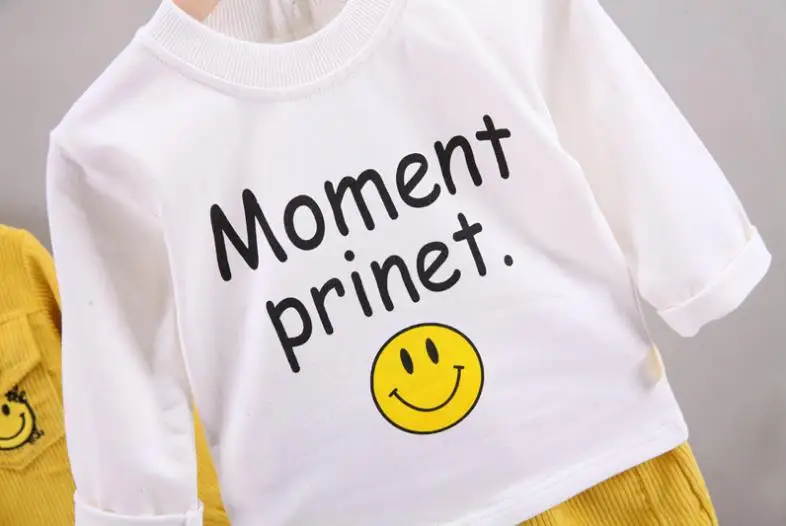 newborn baby clothing set Children overalls sportswear set 1-5Y boys girls Lapel corduroy coat+shirts+pants 3pcs Toddler Infant outfits kids baby clothes sun baby clothing set