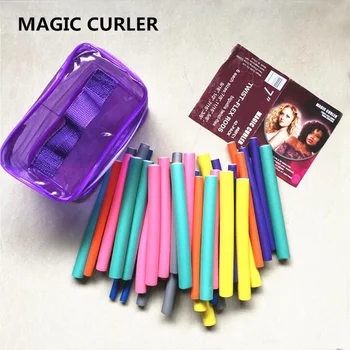 

18cm 42pcs/set 7 Styles Hair Curling Flexi Rods Plastic Magic Hair Curlers DIY Long Hair Curl Tools