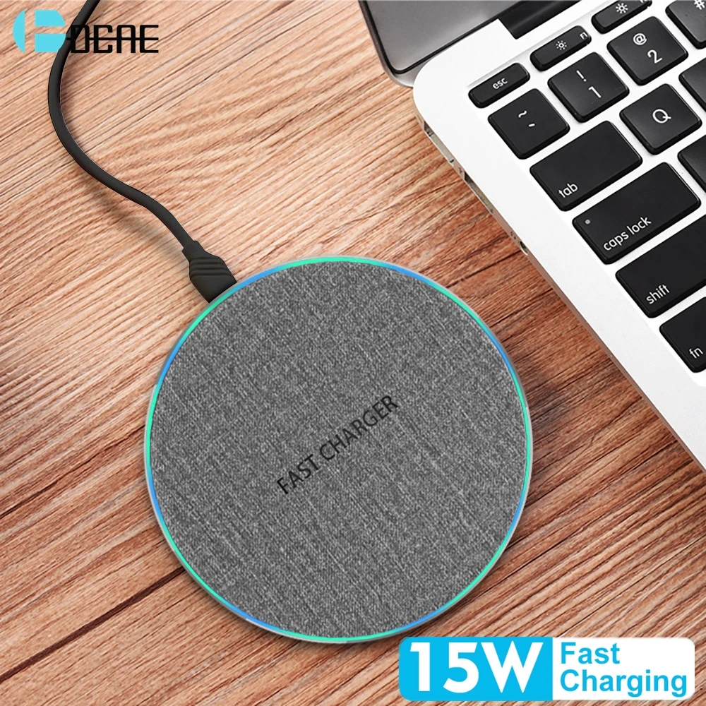 

DCAE Quick 15W Qi Wireless Charger for iPhone 8 X XR XS Max Airpods 2 USB C 10W Fast Charge Pad For Sasmung S10 S9 S8 Note 10 9