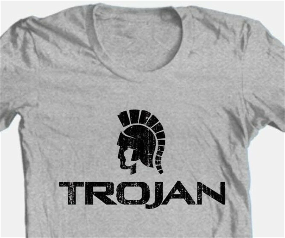 トロイの木馬 Tシャツコンドームロゴヴィンテージスタイルレトロユーズド加工杢グレー Tシャツ新おかしい Tシャツ T Shirts Aliexpress