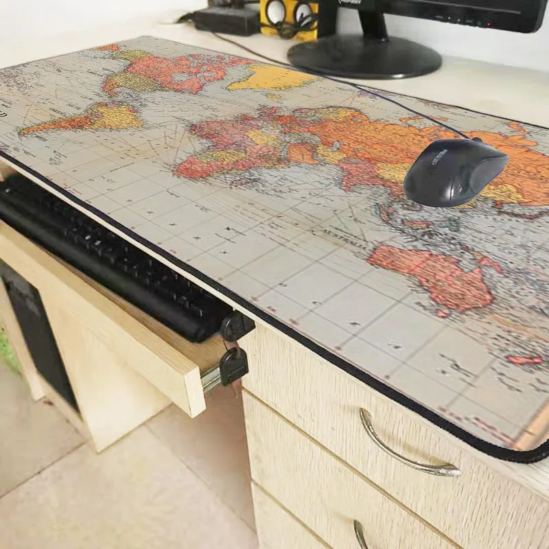  XGZ World Map Gaming Mouse Pad Large Locking Edge Mouse Pad Computer Waterproof Mousepad Game Keybo