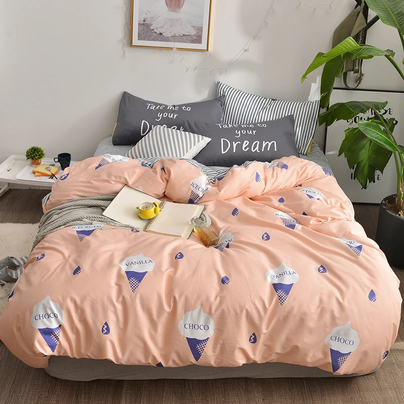 

Svetanya Cotton Bedding Set Ice Cream Printing flat sheet pillowcase Duvet Cover Linen sets for Girls