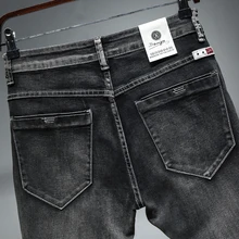 Осенне-зимние новые стильные высококачественные Эластичные Обтягивающие Брендовые брюки голубые светло-синие брюки, большие размеры 42, 44, 46