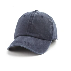 Vintage Washed Cotton Baseball Cap - Stylish Sun Hat - Adult head 55-59cm (Navy)