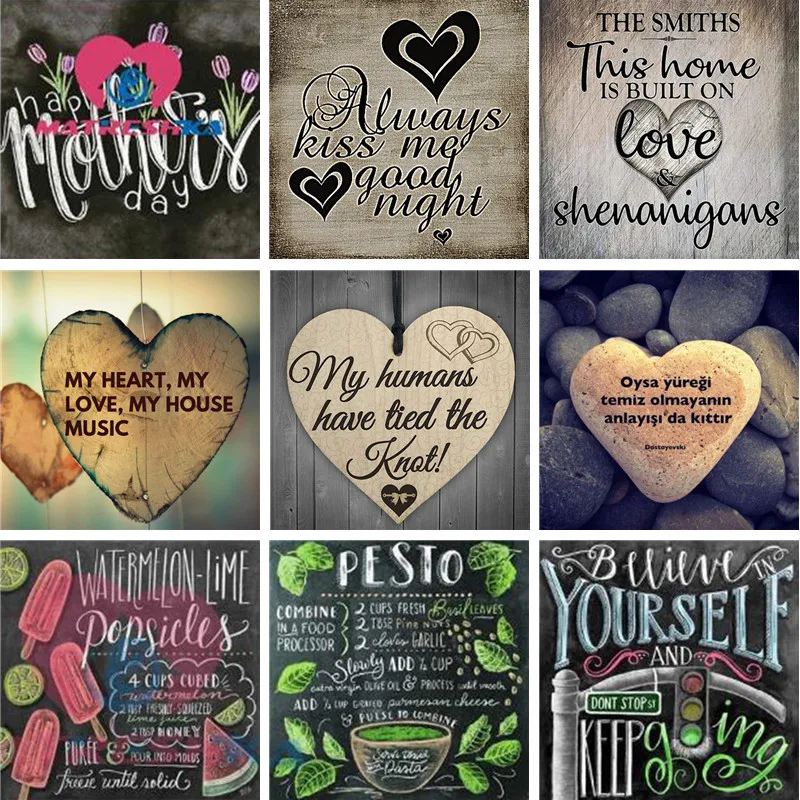 5D Diamond Painting Full Round Blackboard Art Embroidery Text Pattern Decoration Home Gift | Дом и сад