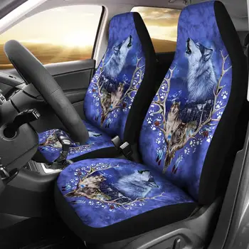 

INSTANTARTS Wolve Native Tribal Pattern Vehicle Seat Covers Set of 2 Universal Car Front Seat Covers Anti-Slip Seat Protector