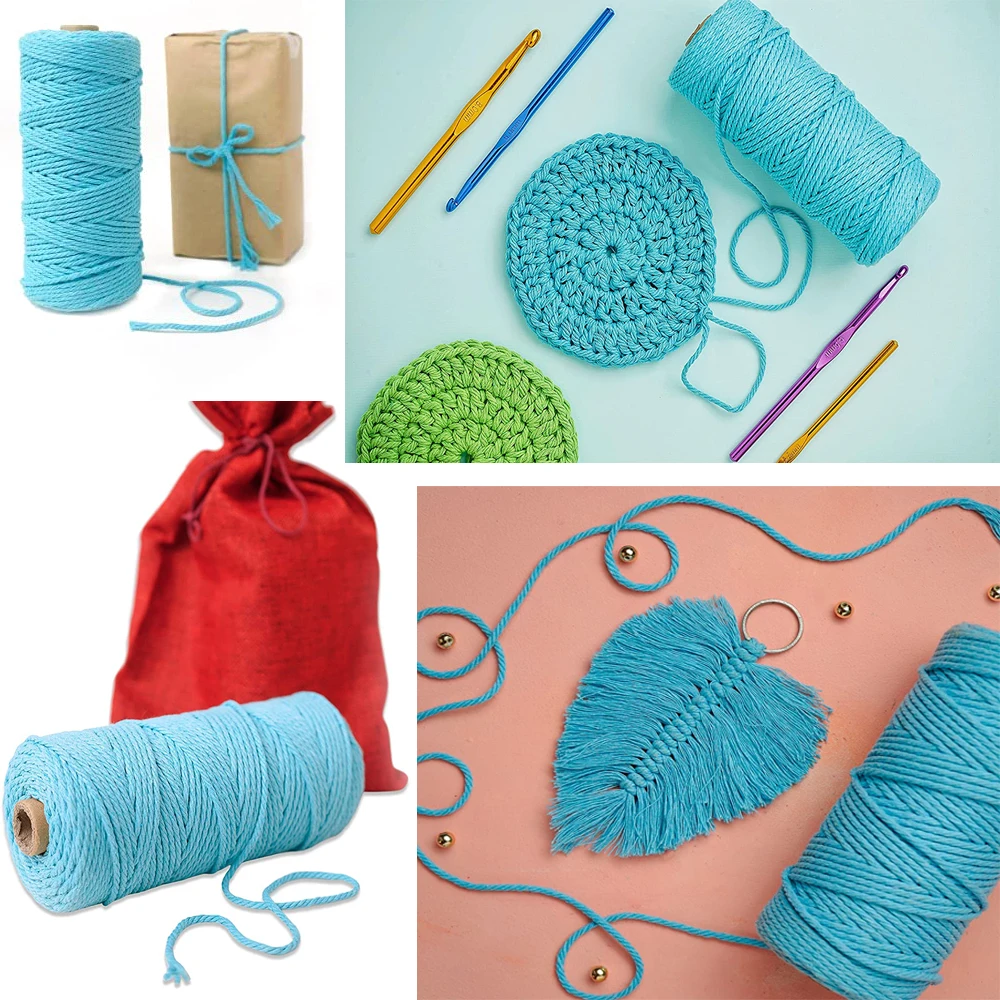 100M/Roll 2mm Cotton Rope Colorful Twine Macrame Cord Rope String Thread DIY Crafts Braided Twisted Cotton Home Textile Decor