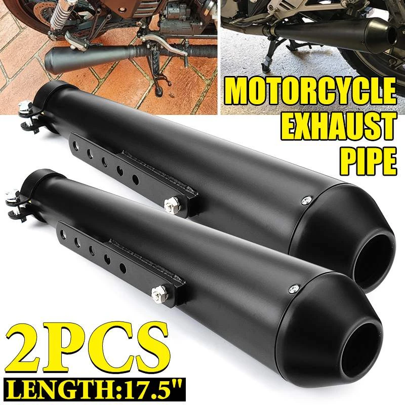 US $28.99 Universal Motorcycle Exhaust Pipe Cafe Racer Modified Tail Exhaust System with Sliding Bracket Matte For HondaYamahaSuzuki