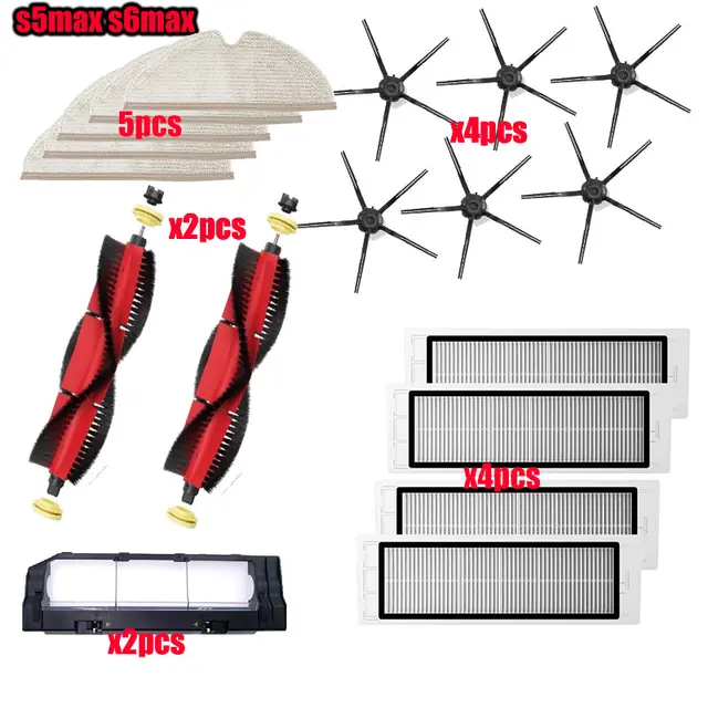 For Xiaomi Roborock S5 Max S6 S50 S51 S55 Vacuum Cleaner Part Accessories HEPA Filter + Side Brush + Main Brush + Mop Cloths J