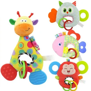 

Baby Infant Plush Rattle Stuffed Toy Hand Grasp Teethers Cute Animal Handbell Ring Newborns Early Development Boys Girls Gift