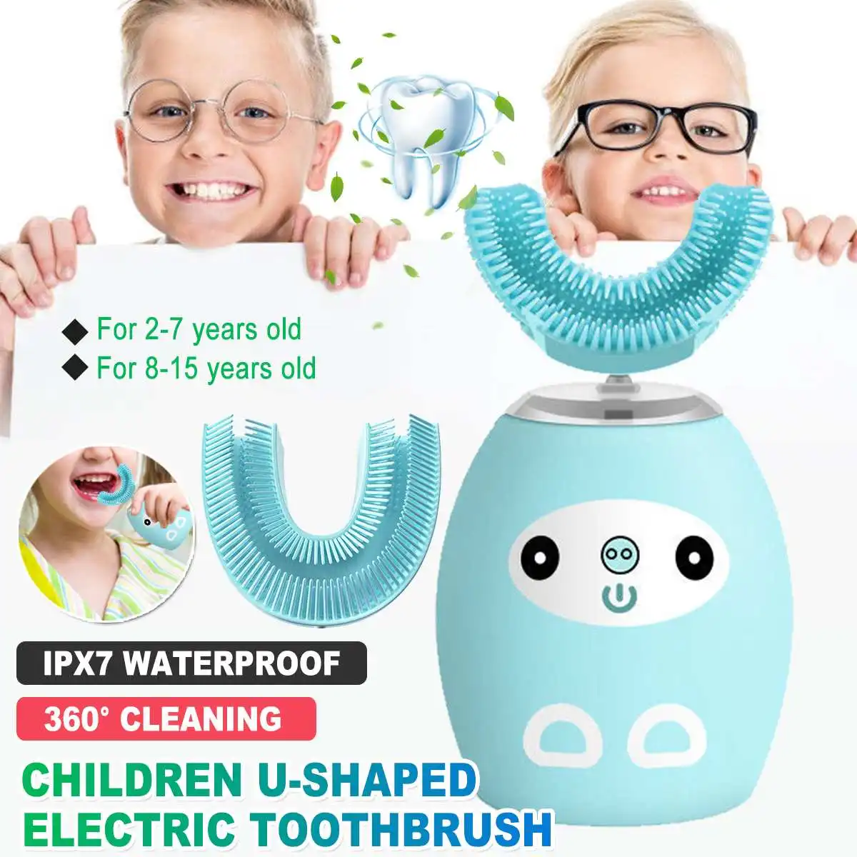 Smart U Shape Electric Toothbrush Kids With Music 360 Degrees Silicon