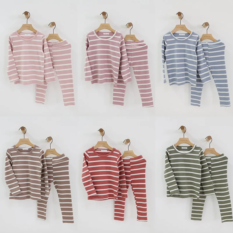 

Kid Pajamas Set Boys Girls Striped Pjs Top and Pant Unisex 2019 Korean Style Toddler Clothing Clothes Sleepwear Nightwear
