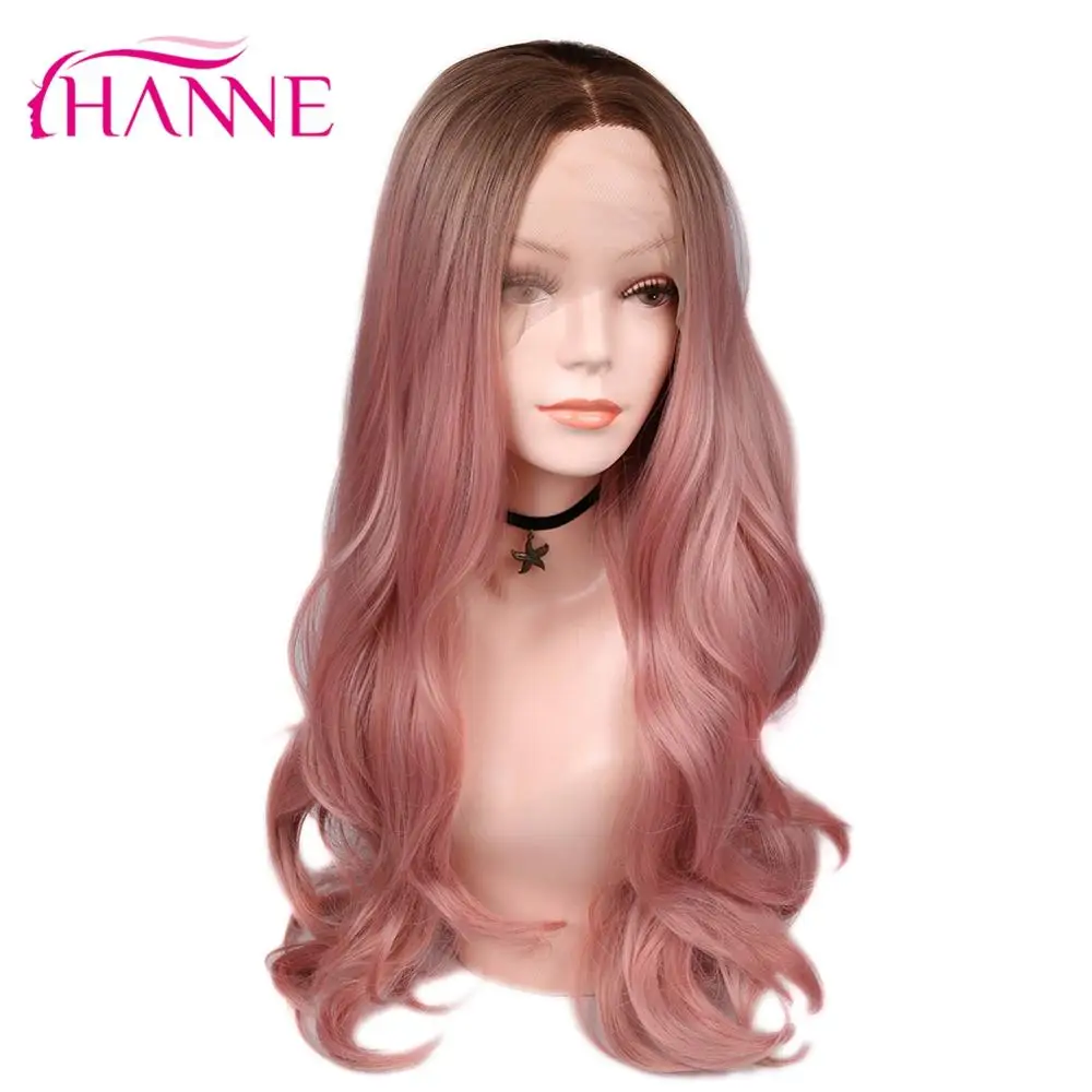 Ханне блонд розовый/Блонд Омбре парик длинные волнистые термостойкие волокна синтетические волосы парик на кружеве парики для черной/белой женщины