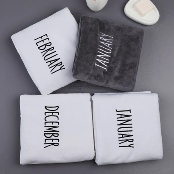 

70x140cm Super Soft Microfiber Bath Towel Quick Dry Water Absorbent Funny Month Letters Embroidered Household Beach Blanket