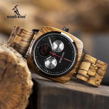Relogio Masculino BOBO BIRD Wooden Watch Men Handmade Quartz Wristwatch show Date Week Gift for Him Valentine's Day
