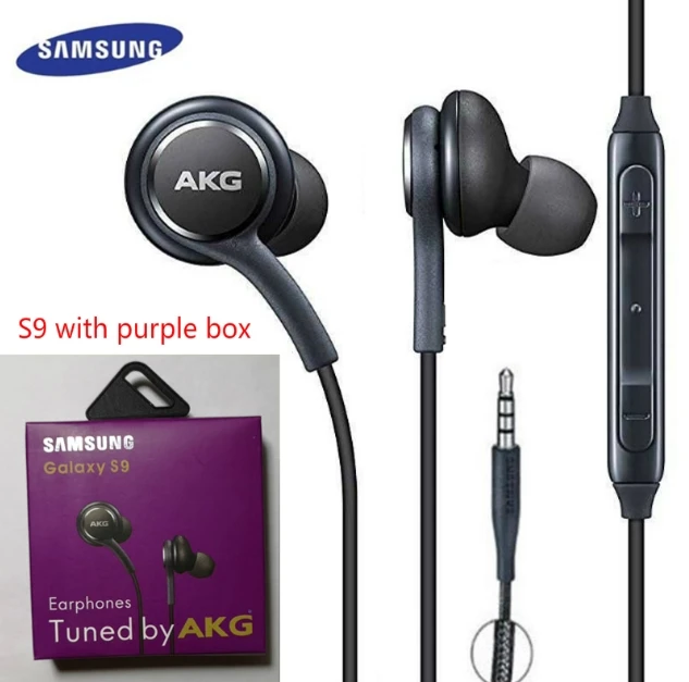 s9 with purple box Samsung AKG EO-IG955 наушники 3,5 мм наушники-вкладыши с микрофоном Проводная гарнитура для samsung Galaxy S8 S9 s10 huawei xiaomi смартфон - Цвет: s9 with purple box