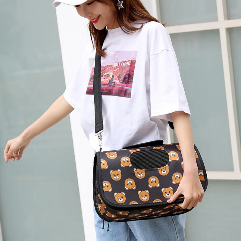 Сумка-переноска для собак, кошек, Оксфорд, леопардовая сетчатая сумочка ...