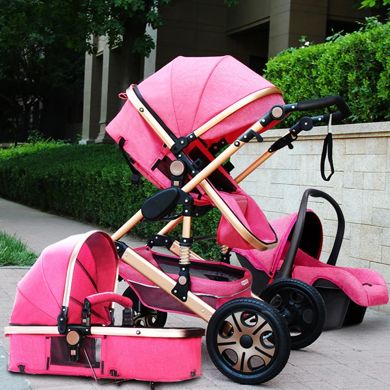 pink car seat and stroller set