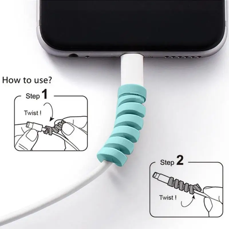 Спиральный кабель протектор линии передачи данных силиконовый моталка защитный для iPhone Android usb кабель для зарядки наушников шнур