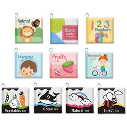 Enlightenment Early Educational Toys Baby Cloth Books Kids English Animal Traffic Car Fruit Cognitive Book for Toddlers gifts