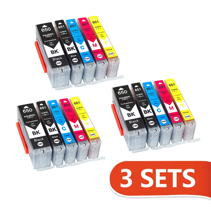 15 шт. PGI 650 CLI 651 чернильный картридж для Canon Pixma MG6360 MG6460 MG7160 IP7260 iX6860 iP8760 MX726 MX926