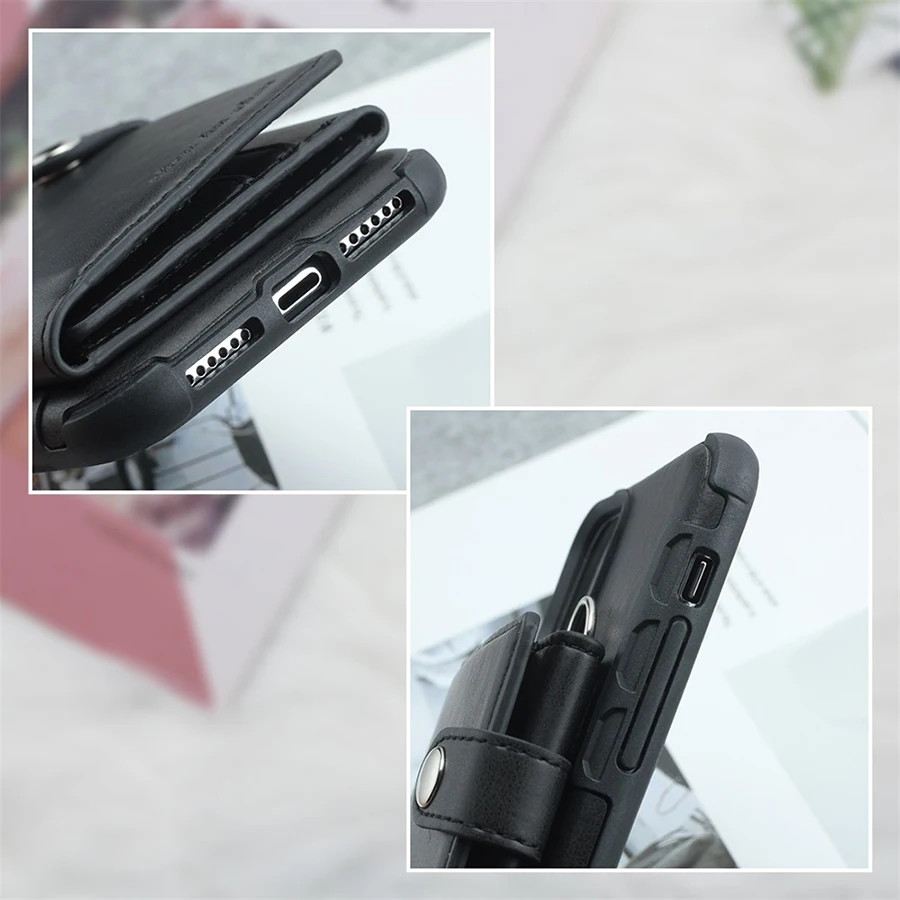 Cover Case For iPhone 11 pro max 6 7 8 plus Case Luxury Plain Leather Wallet Cover For iPhone 11 pro X Xs Max XR Phone Bag Case