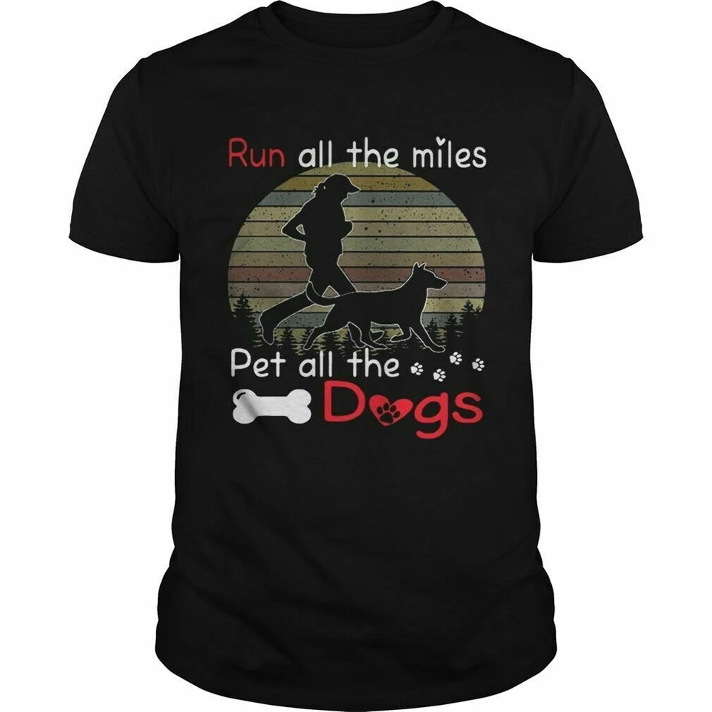 Run All The Miles Pet Dogs майка в стиле ретро футболка мужская США размер S-Xxl уличная