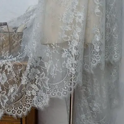 3 м изысканное кружево с ресничками отделка цветочный Шантильи кружево ткань для DIY платье одежда аксессуары - Цвет: light grey
