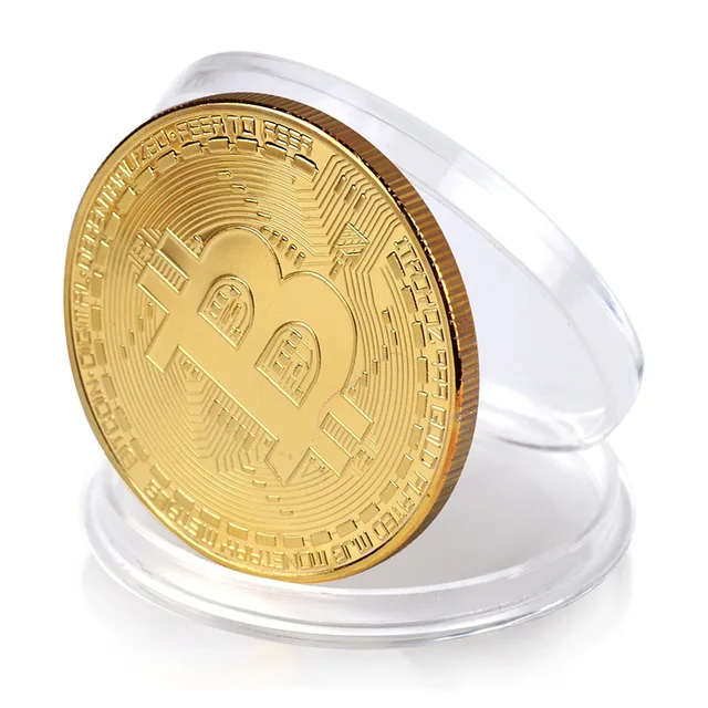 Gold Plated Bitcoin Coin Collectible Art Collection Gift Physical Commemorative 5