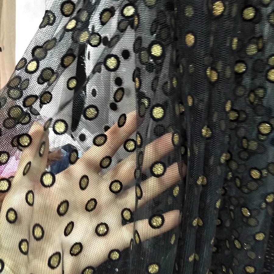 1 ярд французская Золотая прозрачная вуаль кружевная ткань Африканское свадебное платье танцевальная сценическая одежда сетчатая ткань швейная занавеска сетчатая ткань