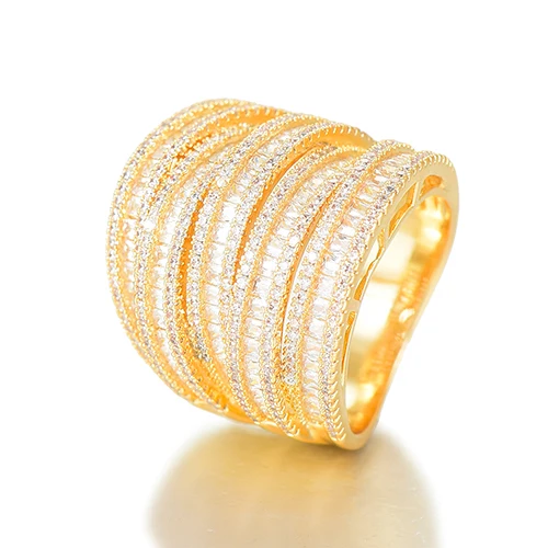 Gold SisCathy, полностью покрытые микро кубическим цирконием кольца, элегантные свадебные ювелирные изделия, кольцо на палец для женщин, романтическое - Окраска металла: Gold