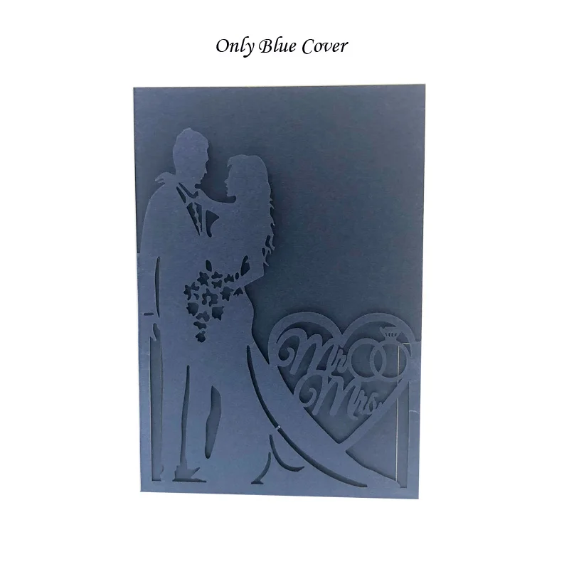 Only Blue Cover 1 шт Жених и невеста полый лазерный разрез свадебные приглашения открытки поздравительные открытки День Святого Валентина свадебные украшения вечерние принадлежности - Цвет: Only Blue Cover